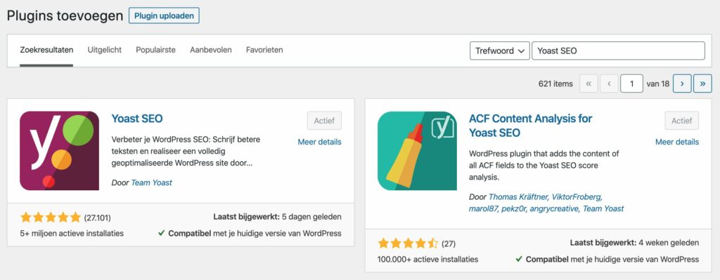 YoastSEO Plugin installeren