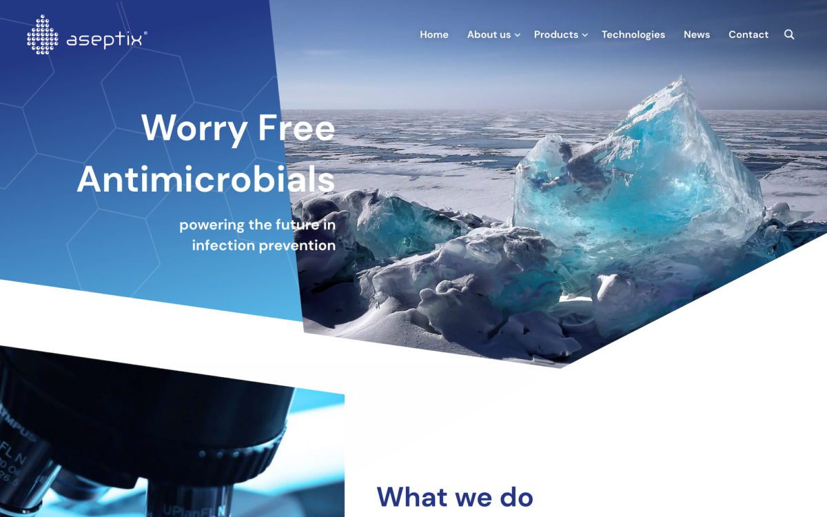 Screenshot Aseptix Voorpagina