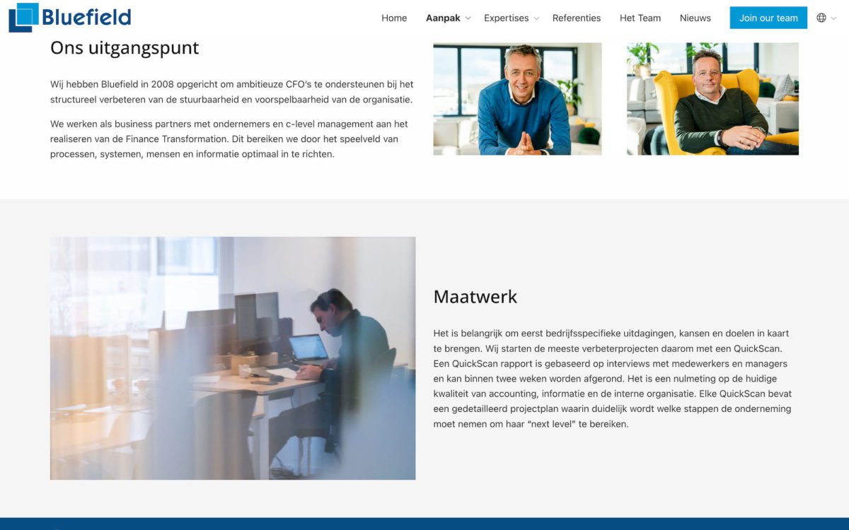 De werkwijze van Bluefield