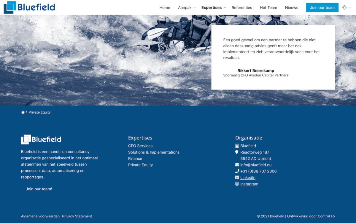 Screenshot Bluefield footer