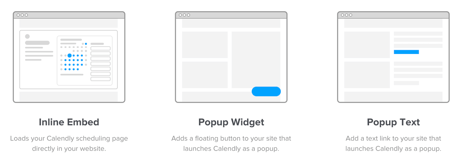 Calendly toevoegen aan je website opties