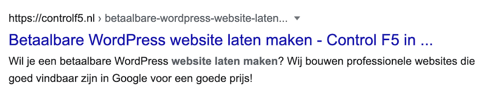Control F5 Zoekresultaat