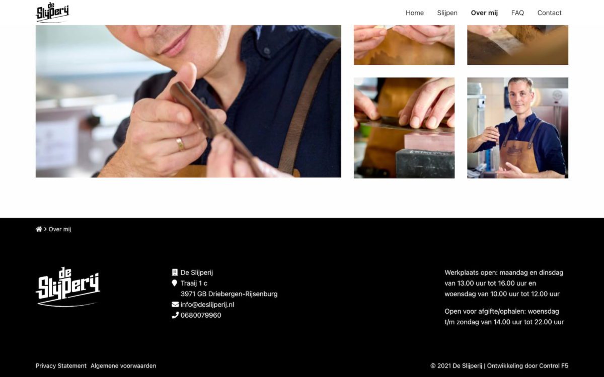 Screenshot De Slijperij footer