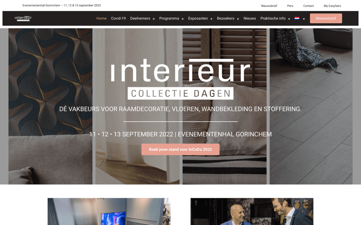 Screenshot EasyFairs Interieur collectie dagen