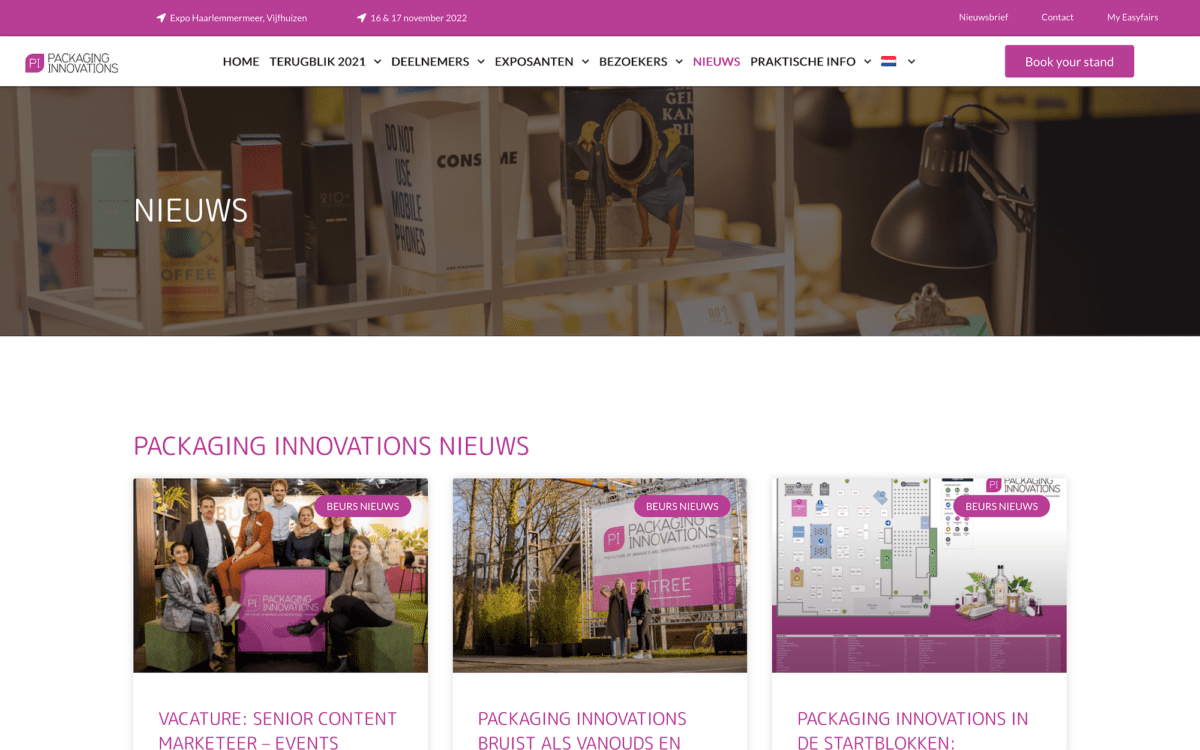 Screenshot EasyFairs Packaging Innovations