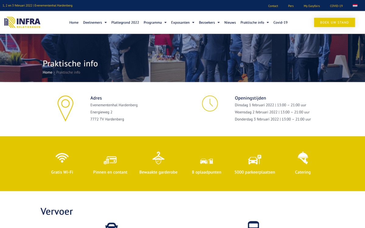 Screenshot EasyFairs Infra Relatiedagen