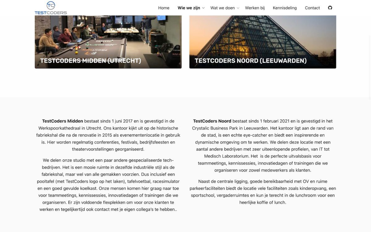 Screenshot TestCoders wie zij zijn