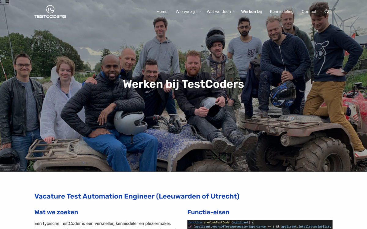 Screenshot TestCoders werkenbij