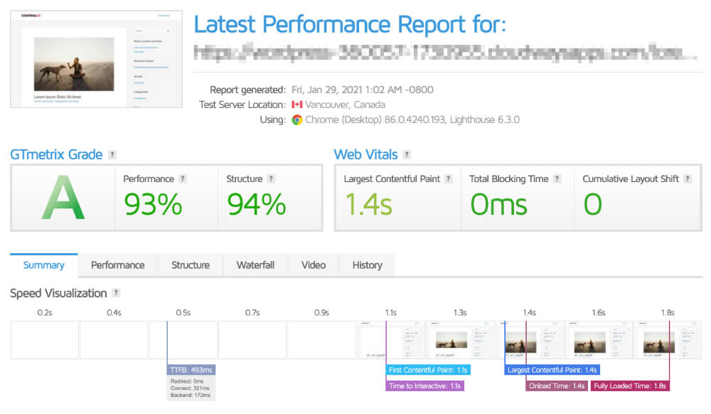 Resultaat WP Fastest Cache