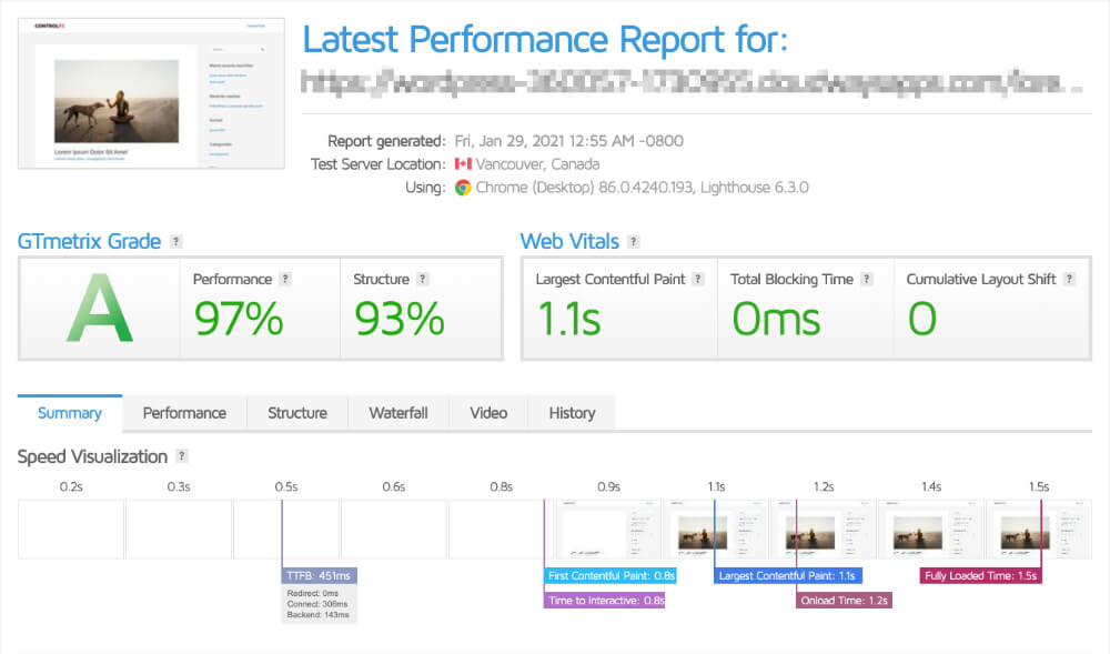 Resultaten WP Optimize