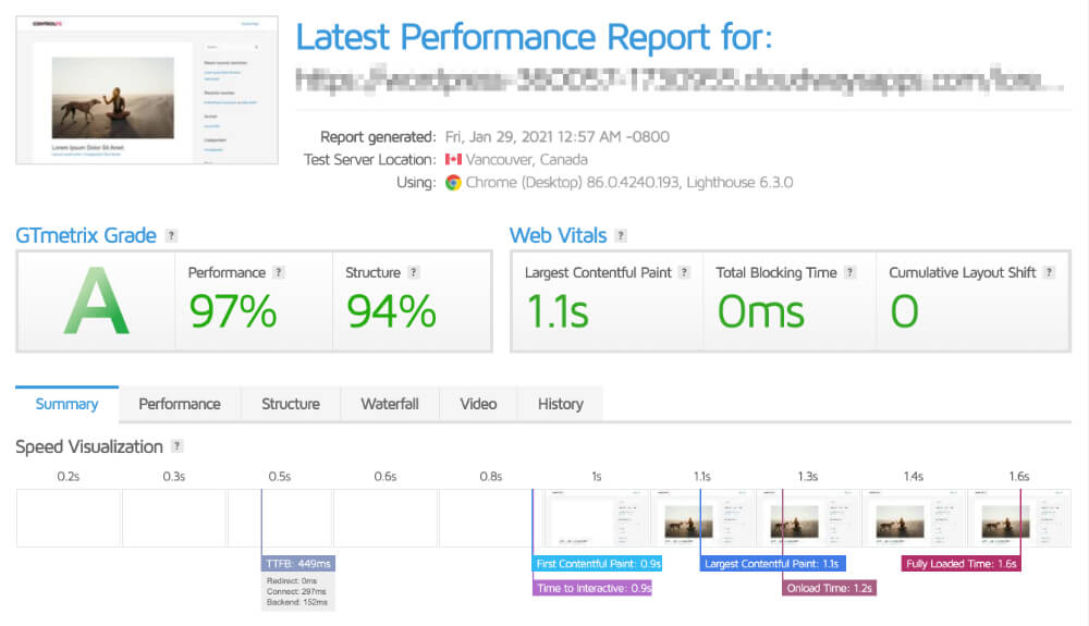 Resultaat WP Super Cache