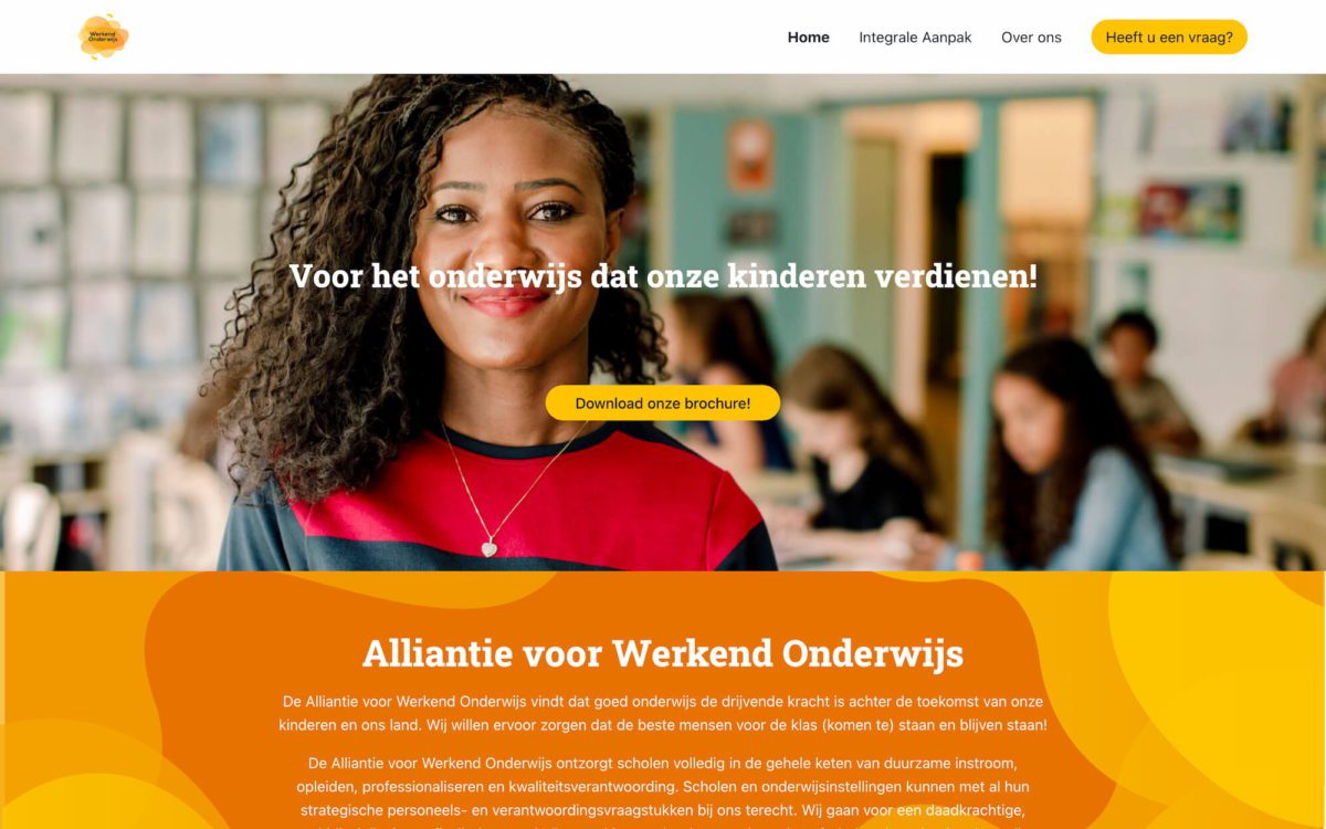 Screenshot Werkend Onderwijs voorpagina