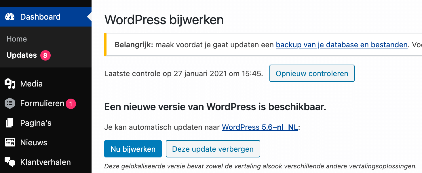 WordPress updates