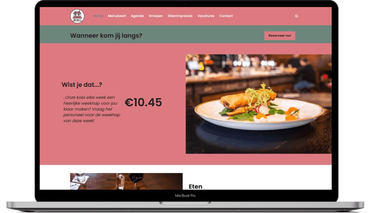Mockup website van Cafe Brandpunt