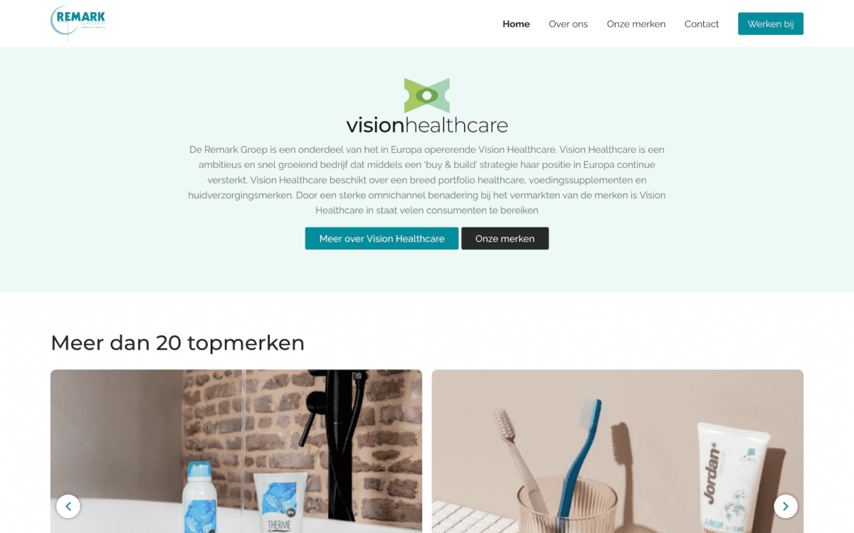 Screenshot Remark Groep visionhealthcare