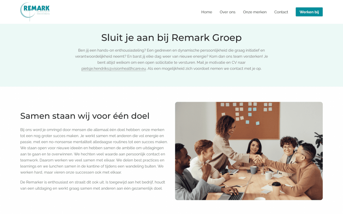 Screenshot Remark Groep werken bij