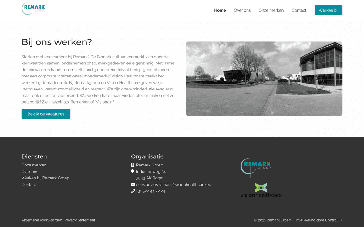 Screenshot Remark Groep voorpagina