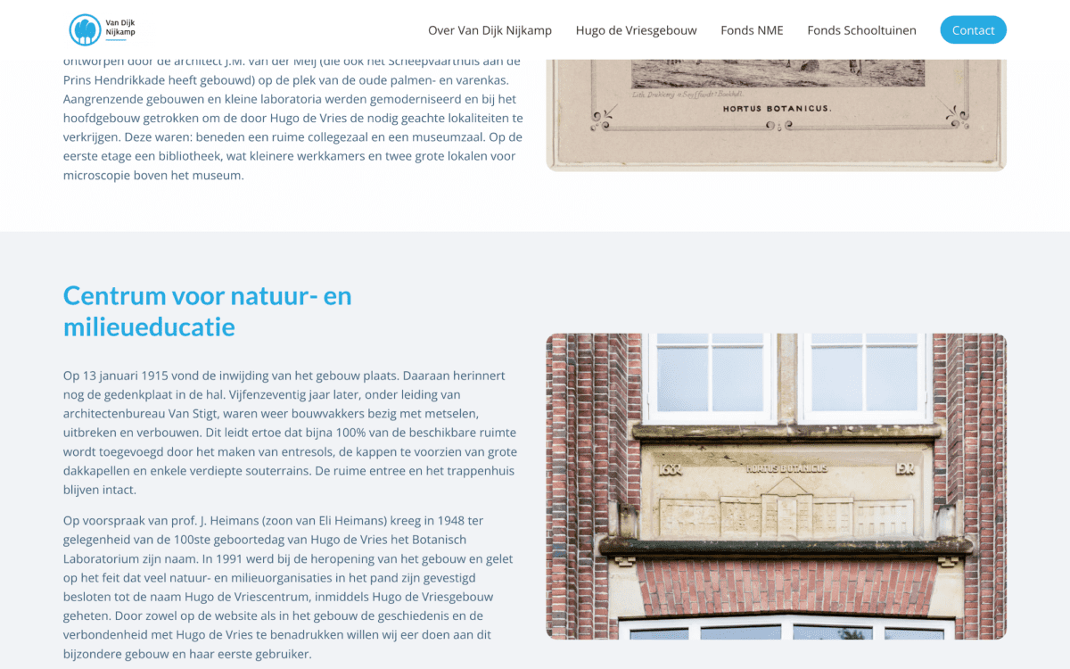 Screenshot Van Dijk Nijkamp Stichting centrum