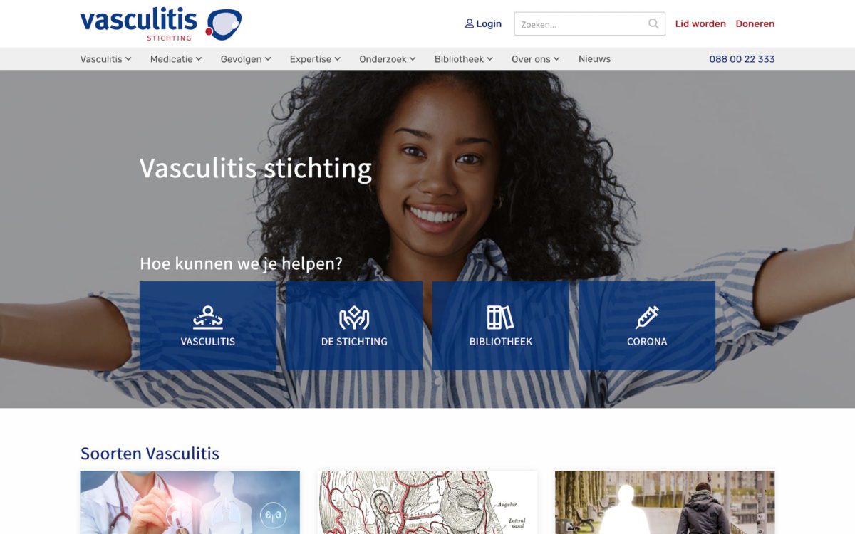 Screenshot Vasculitis Stichting voorpagina