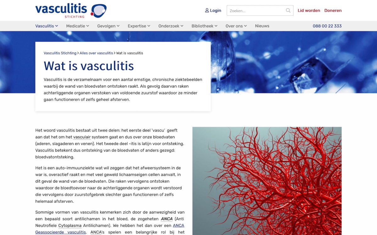 Screenshot Vasculitis Stichting wat is het