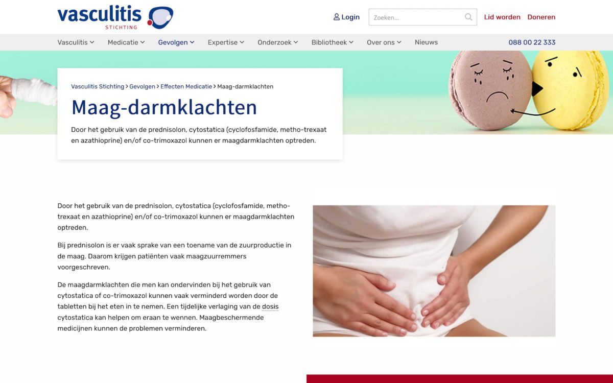 Screenshot Vasculitis Stichting Gevolgen
