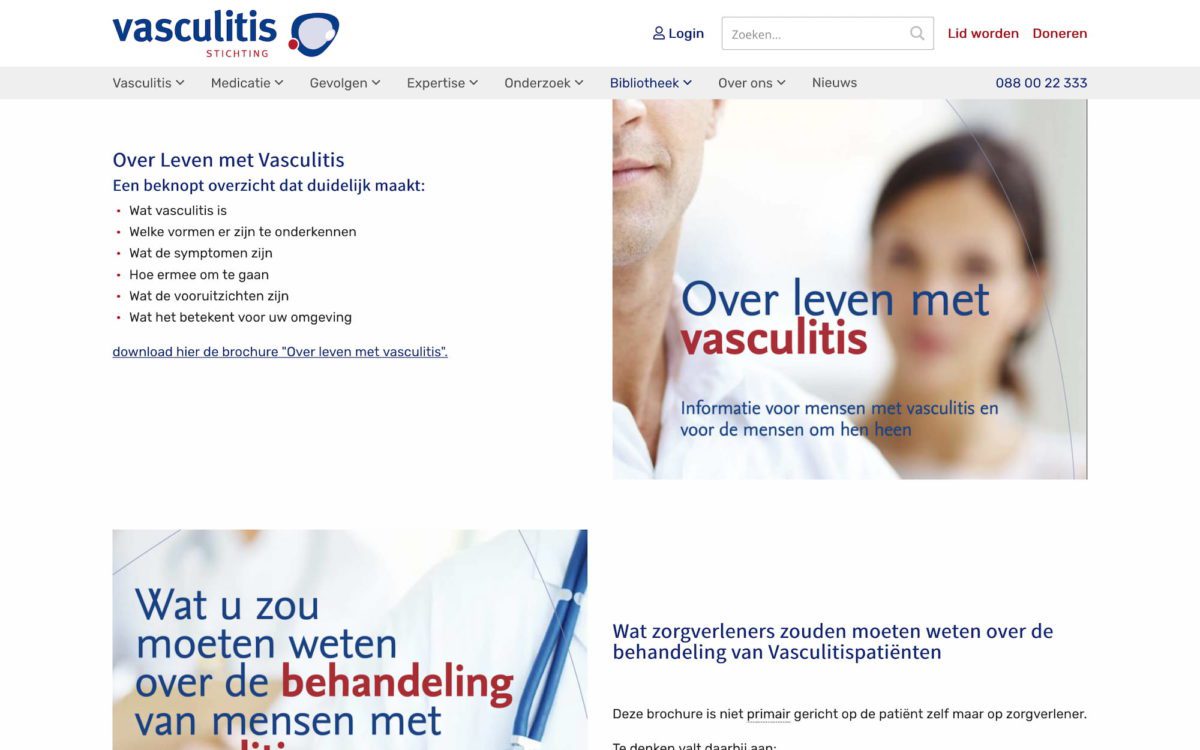Screenshot Vasculitis Stichting bibliotheek