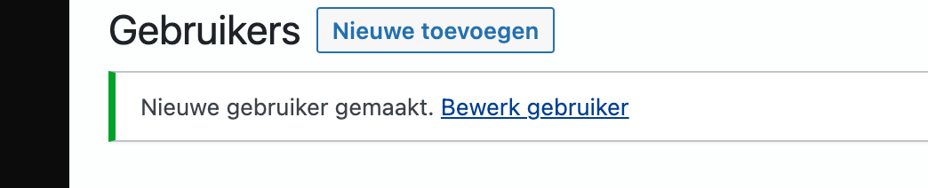 WordPress nieuwe gebruiker is toegevoegd