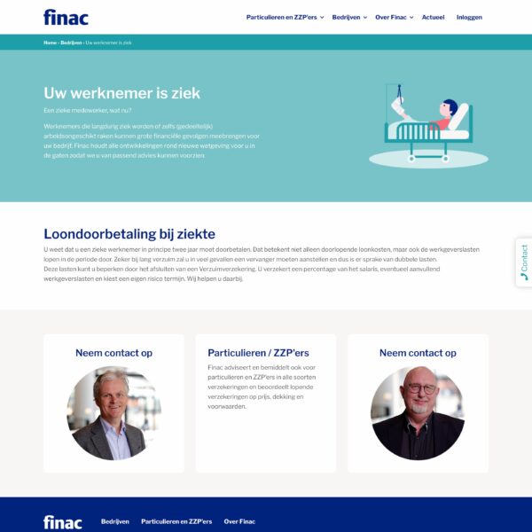 Screenshot Finac Diensten pagina