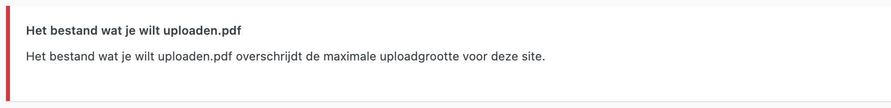 PDF Bestand uploaden mislukt