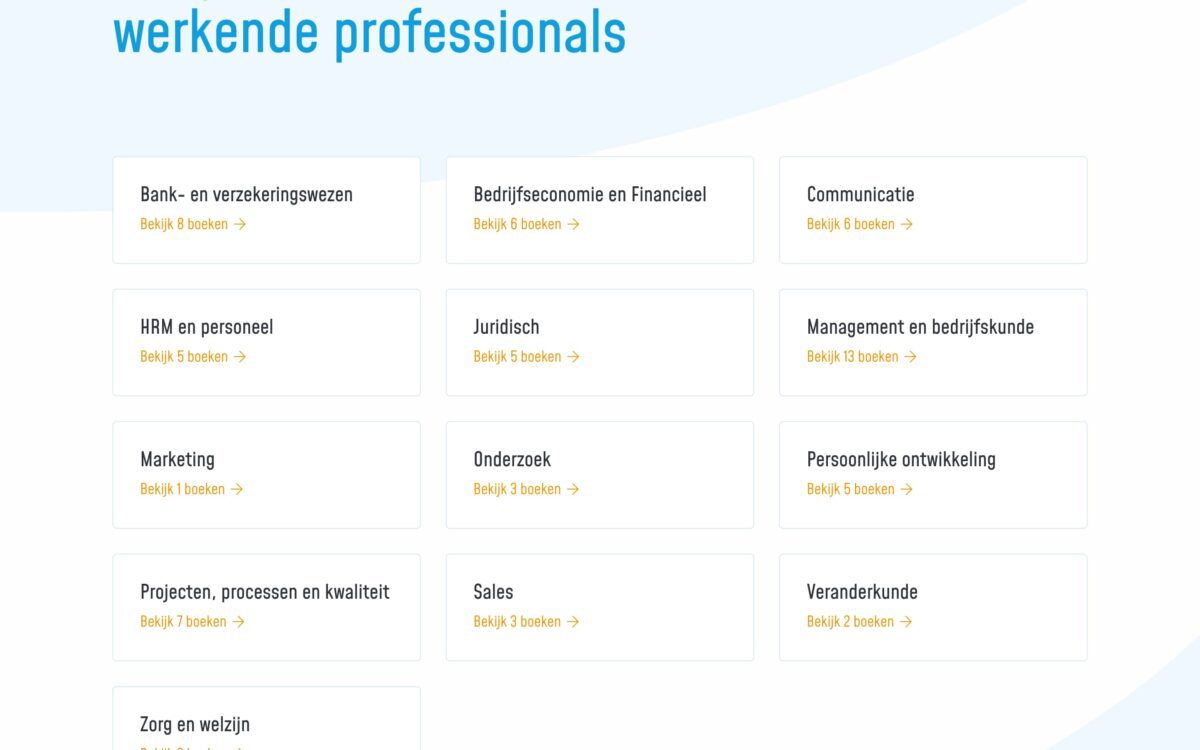 Screenshot Concept Uitgeefgroep Categorieën overzicht