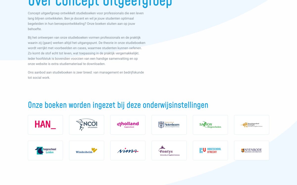 Screenshot Concept Uitgeefgroep Over pagina
